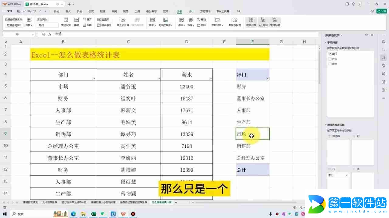 Excel數據透視表（使用Excel制作數據透視表教程）